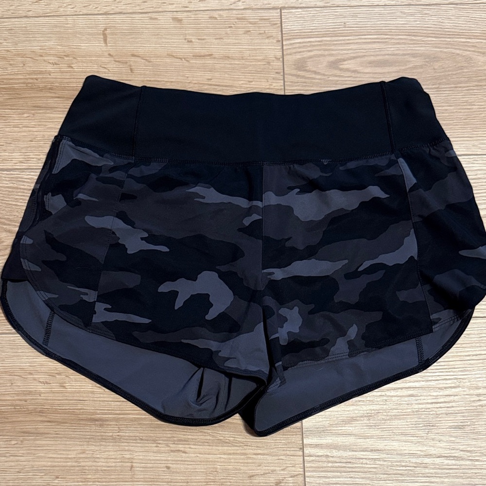 Athleta Black and Gray Camouflage Athletic Shorts